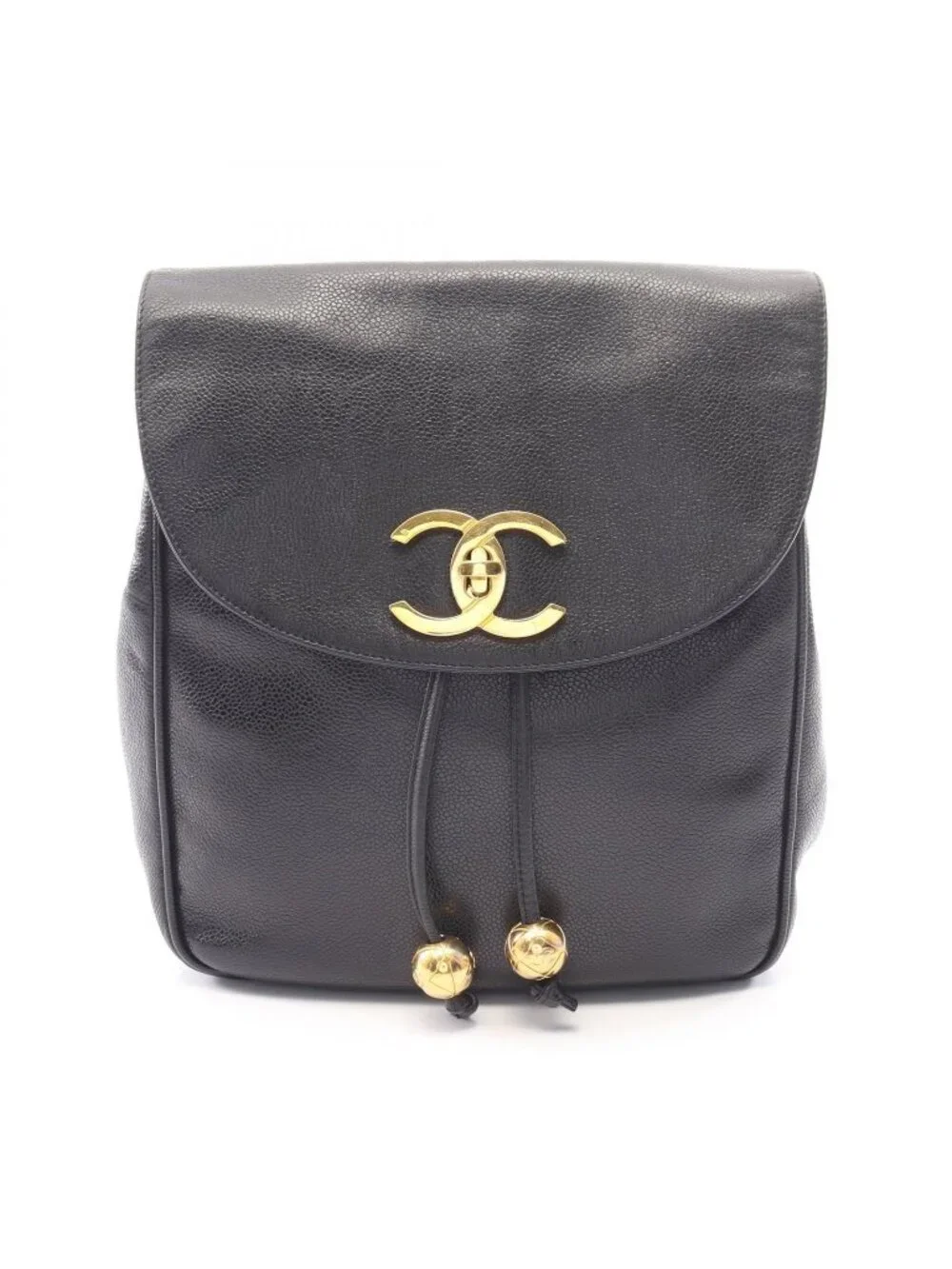 Chanel Backpack CC Logo Black Caviar Leather